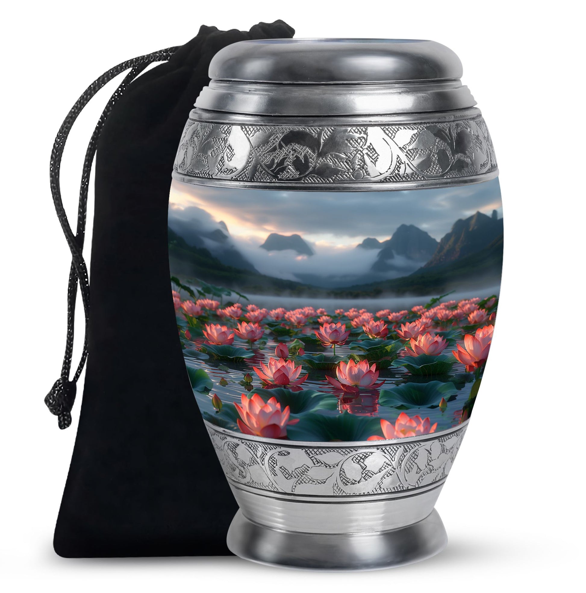 Lotus Theme Large Urn 10 Inch