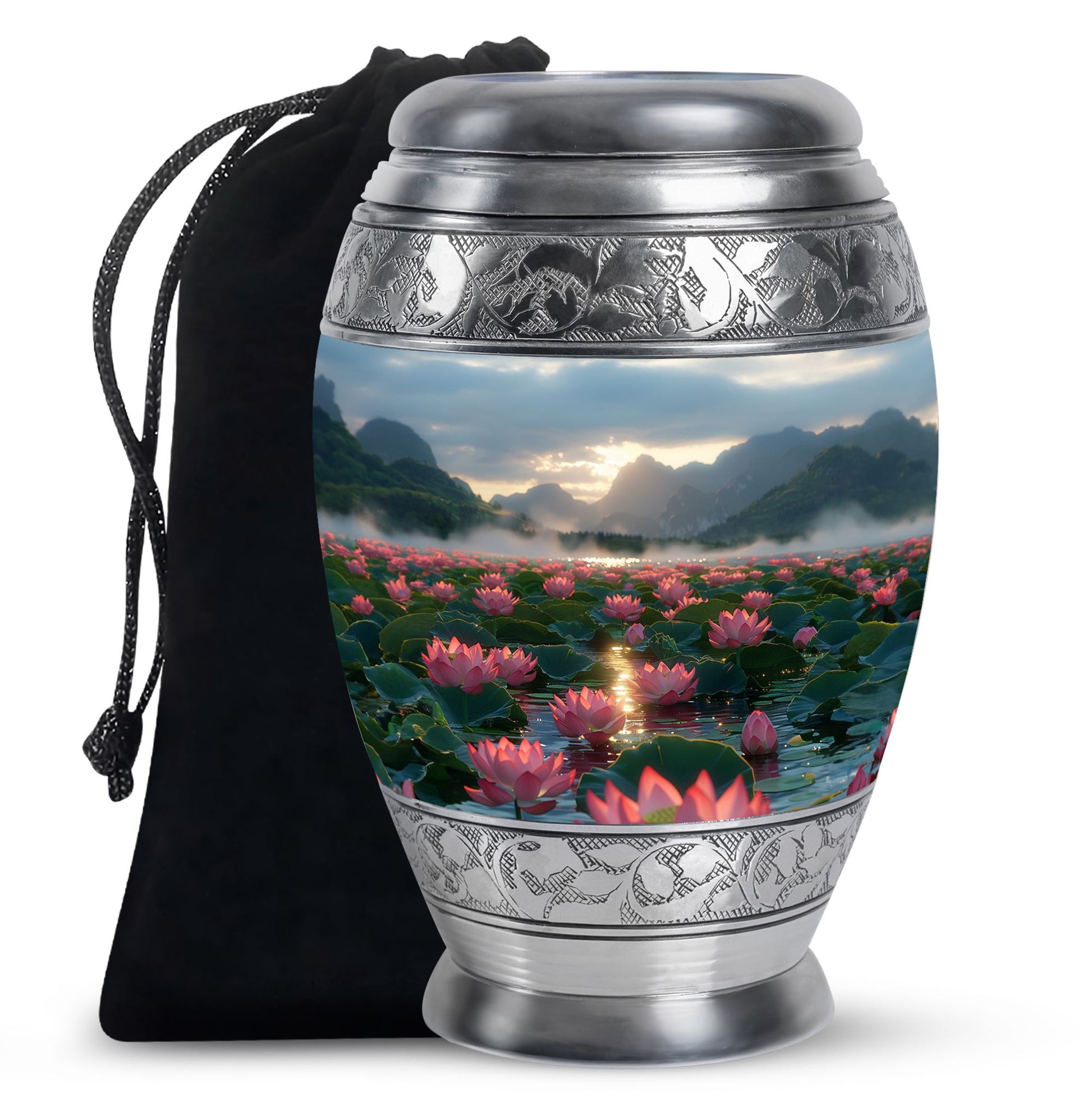 Lotus Theme Large Urn 10 Inch