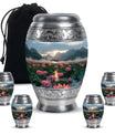 Lotus Theme Large Urn With 4 Keepsake Urn