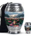 Lotus Theme Large Urn With 1 Keepsake Urn