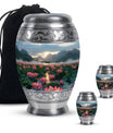 Lotus Theme Large Urn With 2 Keepsake Urn