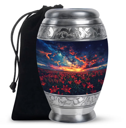 Lily Theme Large Urn 10 Inch
