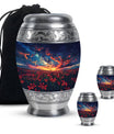 Lily Theme Large Urn With 2 Keepsake Urn