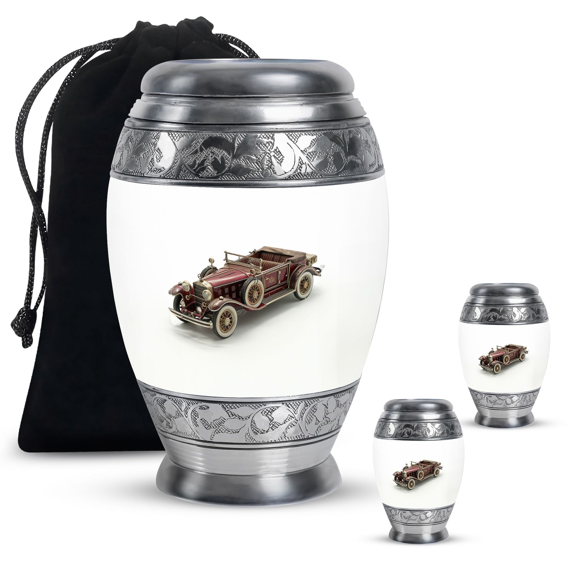 Car Theme Large Urn With 2 Keepsake Urn