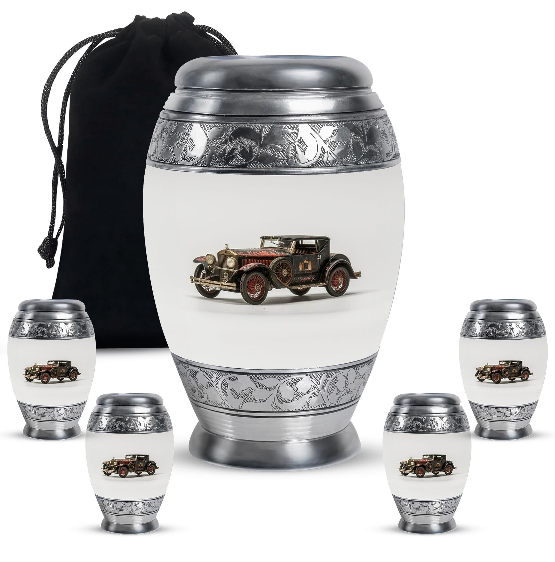 Car Theme Large Urn With 4 Keepsake Urn