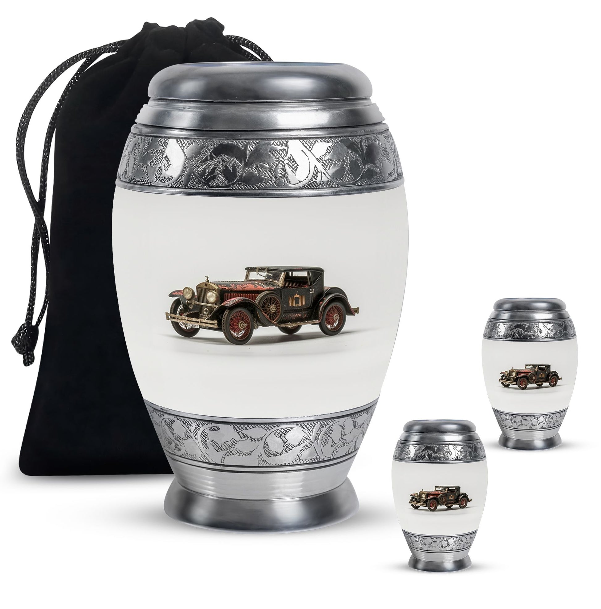 Car Theme Large Urn With 2 Keepsake Urn