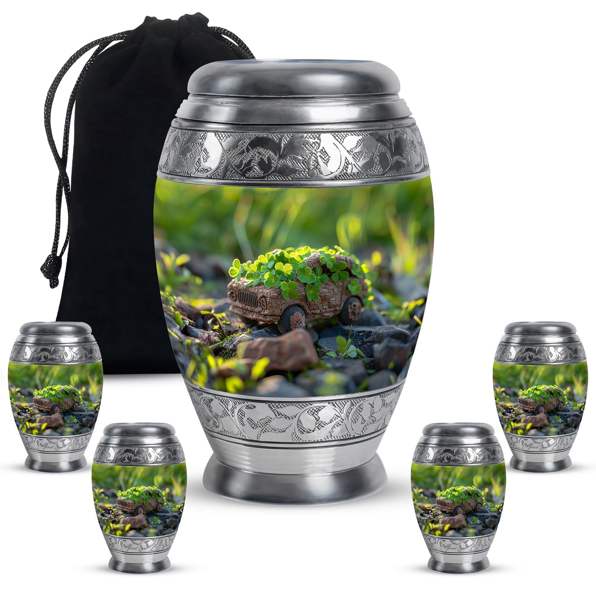 Car Theme Large Urn With 4 Keepsake Urn