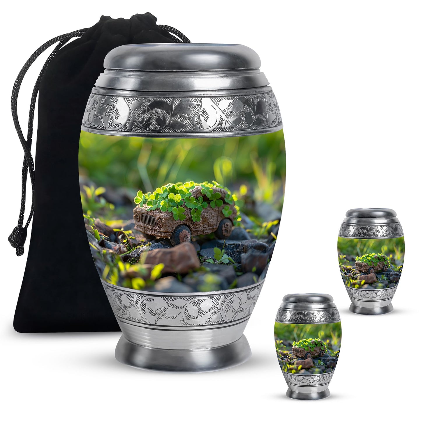Car Theme Large Urn With 2 Keepsake Urn