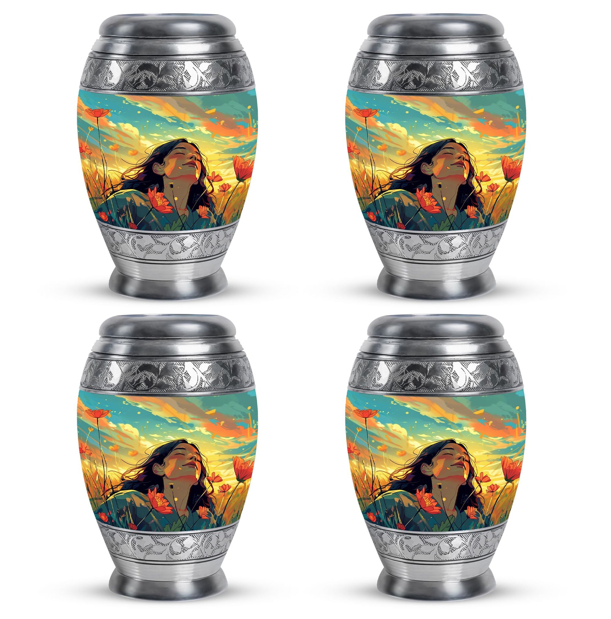 Flower Theme 3 Inch Keepsake Pack of 4