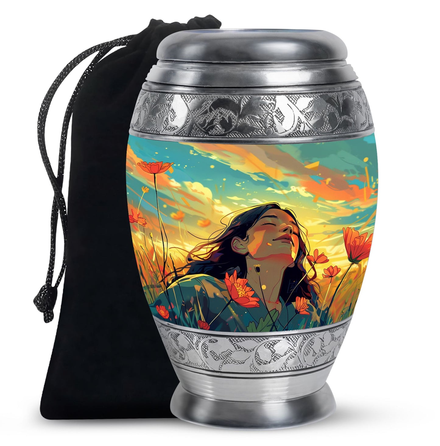 Flower Theme Large Urn 10 Inch