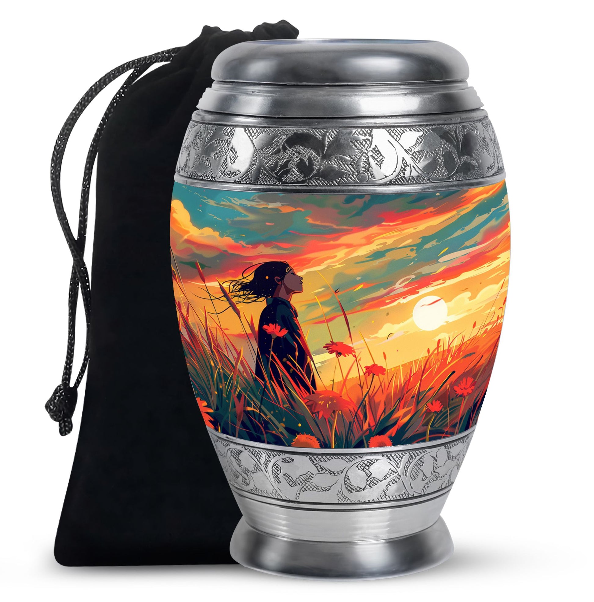 Flower Theme Large Urn 10 Inch