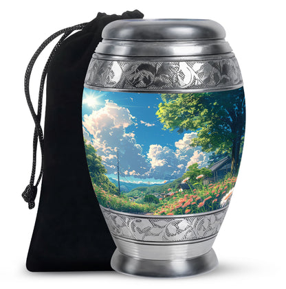 Flower Theme Large Urn 10 Inch