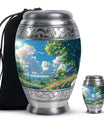 Flower Theme Large Urn With 1 Keepsake Urn