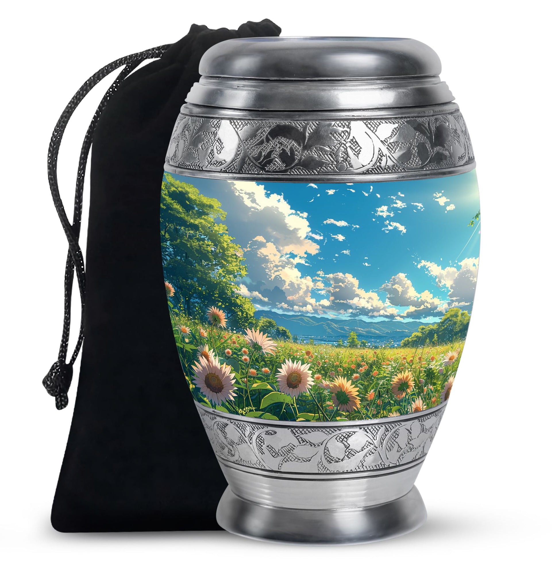 Flower Theme Large Urn 10 Inch