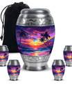 Sunset Theme Large Urn With 4 Keepsake Urn