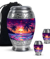 Sunset Theme Large Urn With 2 Keepsake Urn