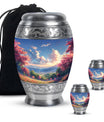 Sunset Theme Large Urn With 2 Keepsake Urn