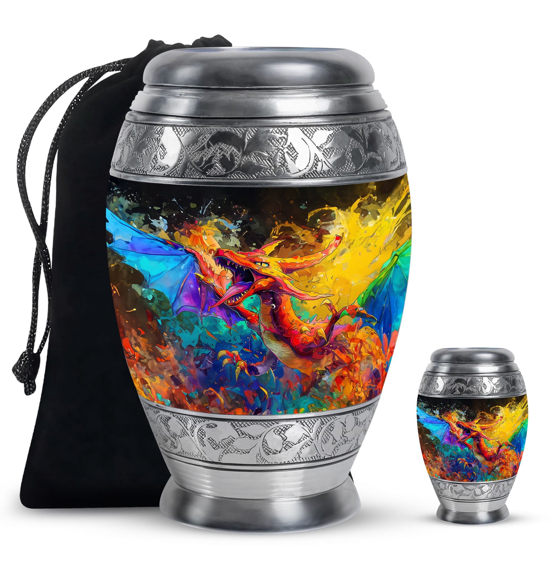 Dragon Theme Large Urn With 1 Keepsake Urn