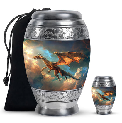 Dragon Theme Large Urn With 1 Keepsake Urn