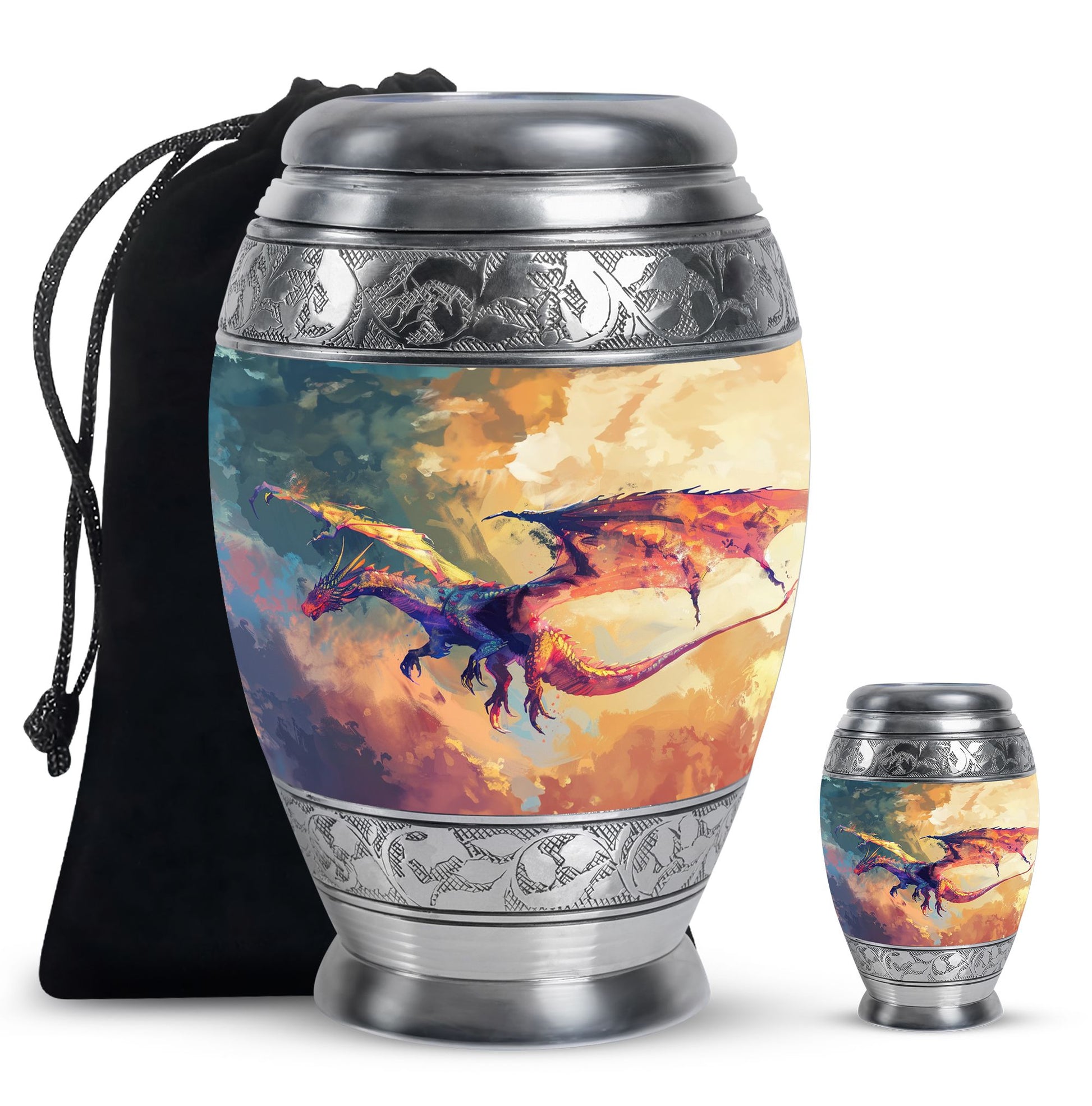 Dragon Theme Large Urn With 1 Keepsake Urn