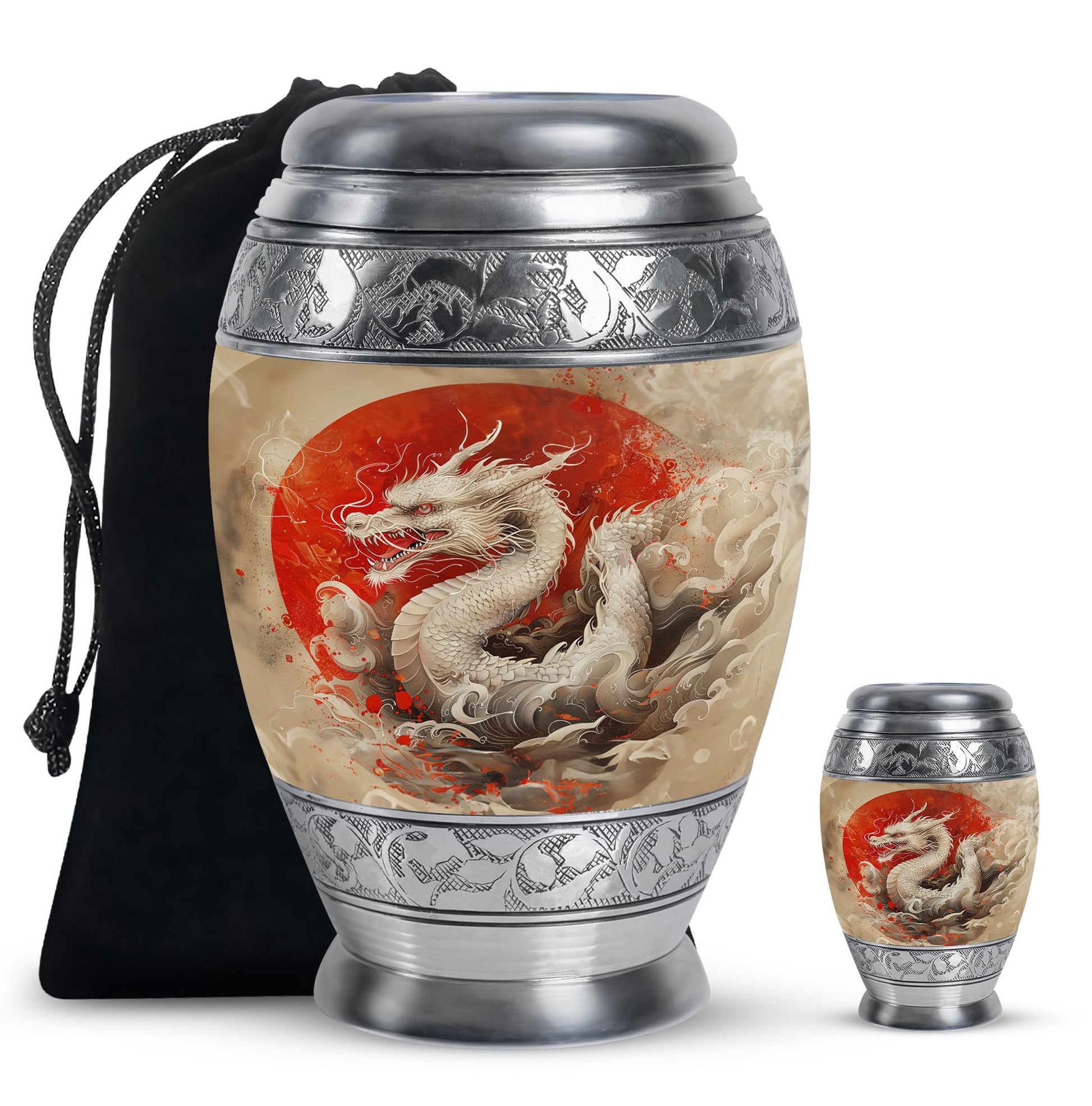 Dragon Theme Large Urn With 1 Keepsake Urn