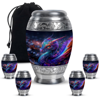 Dragon Theme Large Urn With 4 Keepsake Urn
