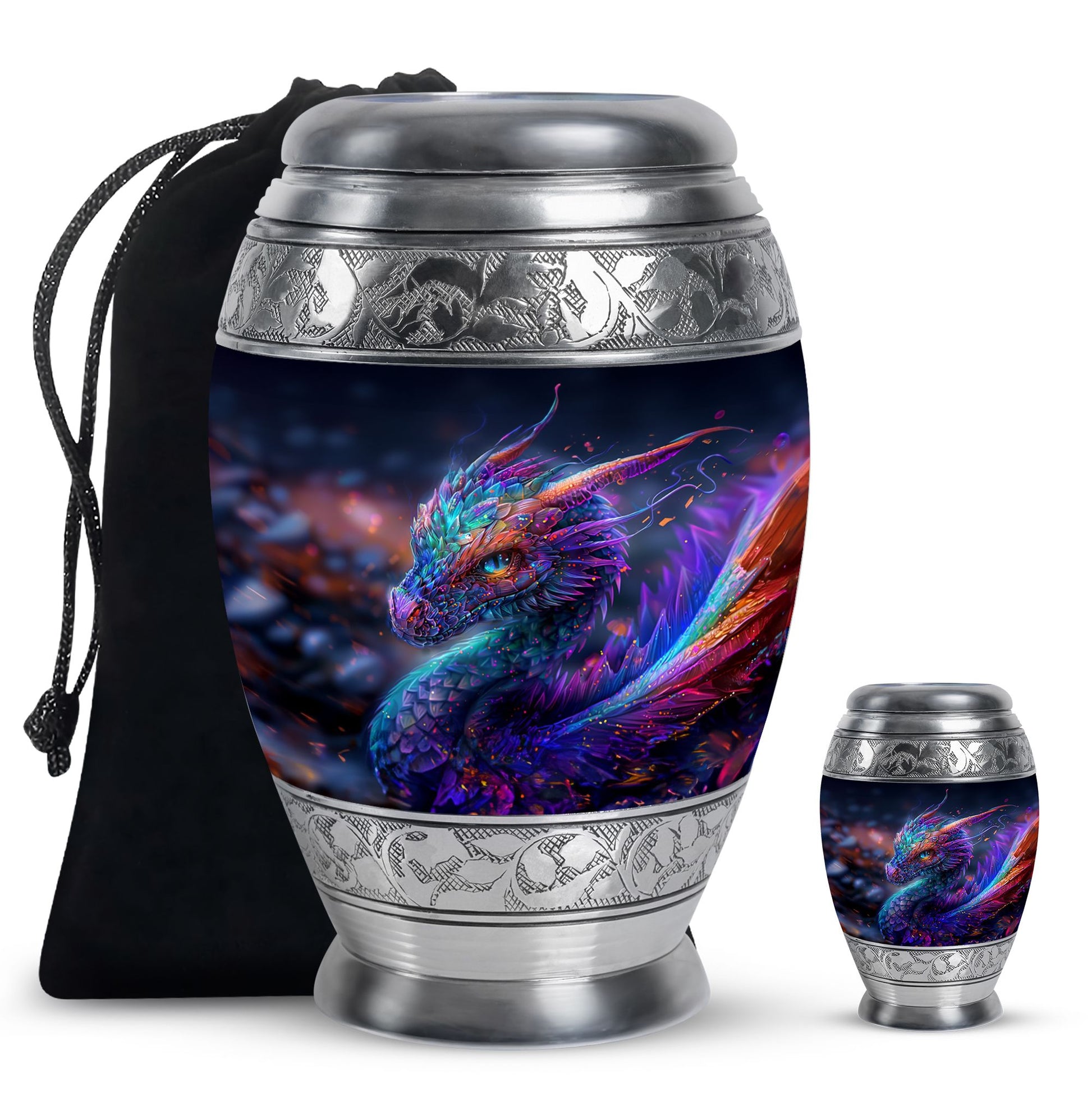 Dragon Theme Large Urn With 1 Keepsake Urn