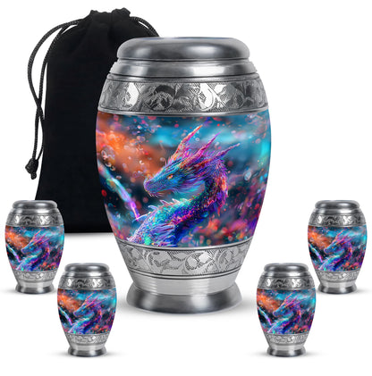 Dragon Theme Large Urn With 4 Keepsake Urn