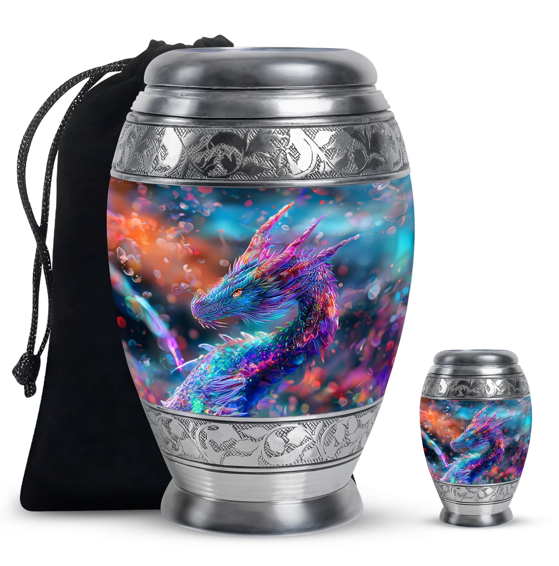 Dragon Theme Large Urn With 1 Keepsake Urn