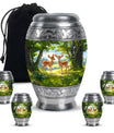 Deer Theme Large Urn With 4 Keepsake Urn