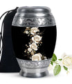 White Rose Funeral Adult Urn –  Flower Cremation Urn for Human Ashes