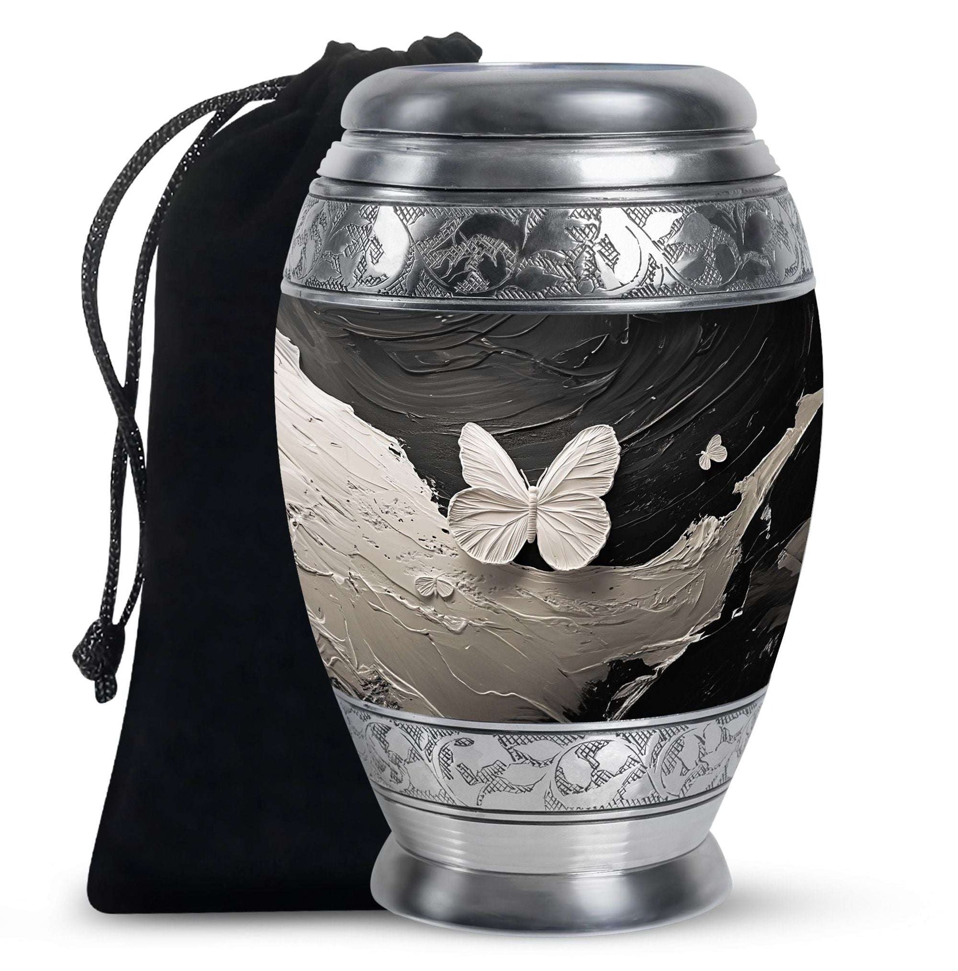 Butterfly Cremation Urn – Black & White Burial Urns For Ashes