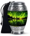 Aurora Borealis Cremation Urn for Adult Ashes - Green Memorial Urn For Cremation