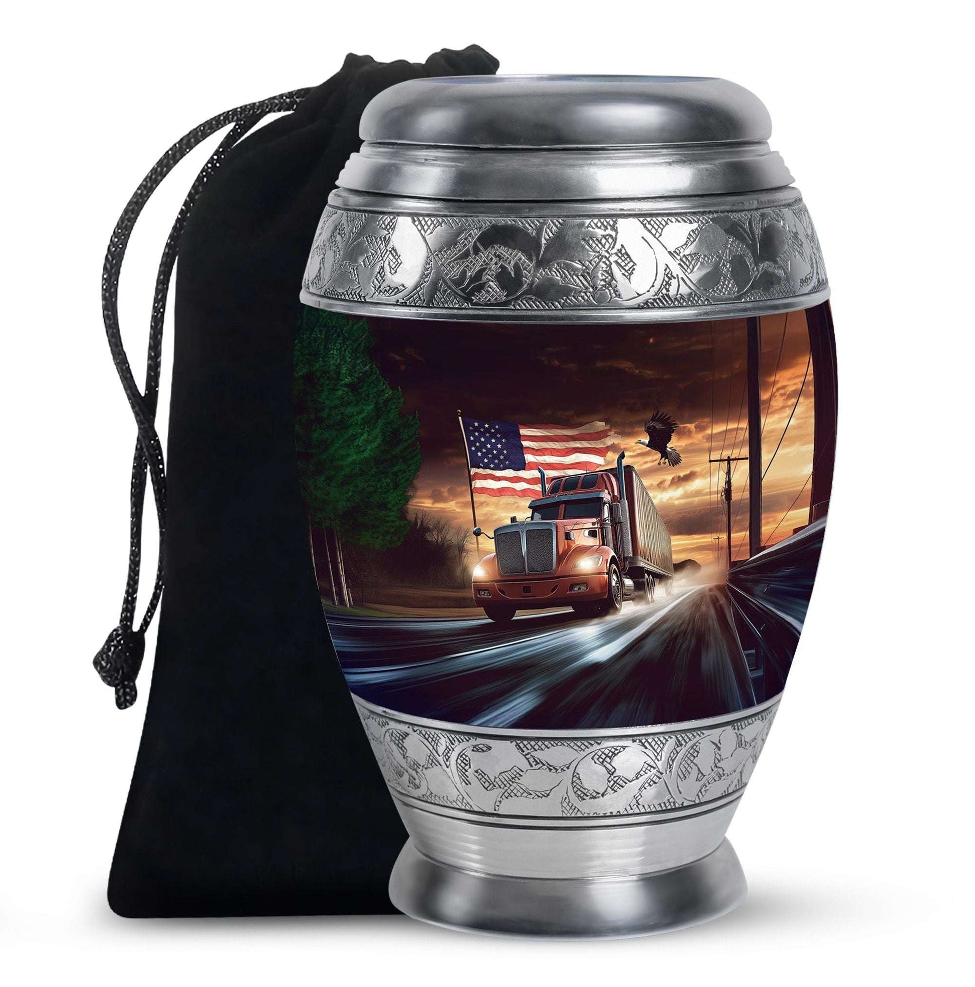 Trucker Ashes Keepsake For Men – Patriotic Ash Urns For Human Male