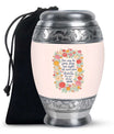 Light Pink Cremation Memorial Urn – Pink Floral Tribute with Quote Urn For Mom