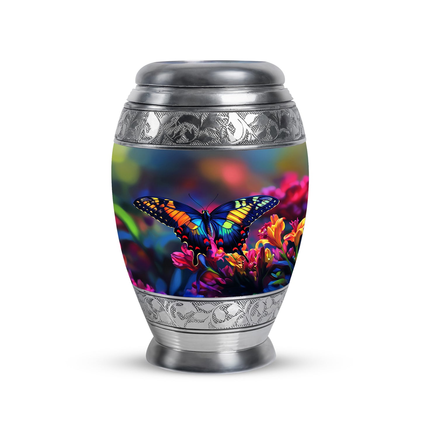 Resplendent Blue Butterfly Cremation Urn for Ashes - 10-inch, 200 cu in - Yatskia