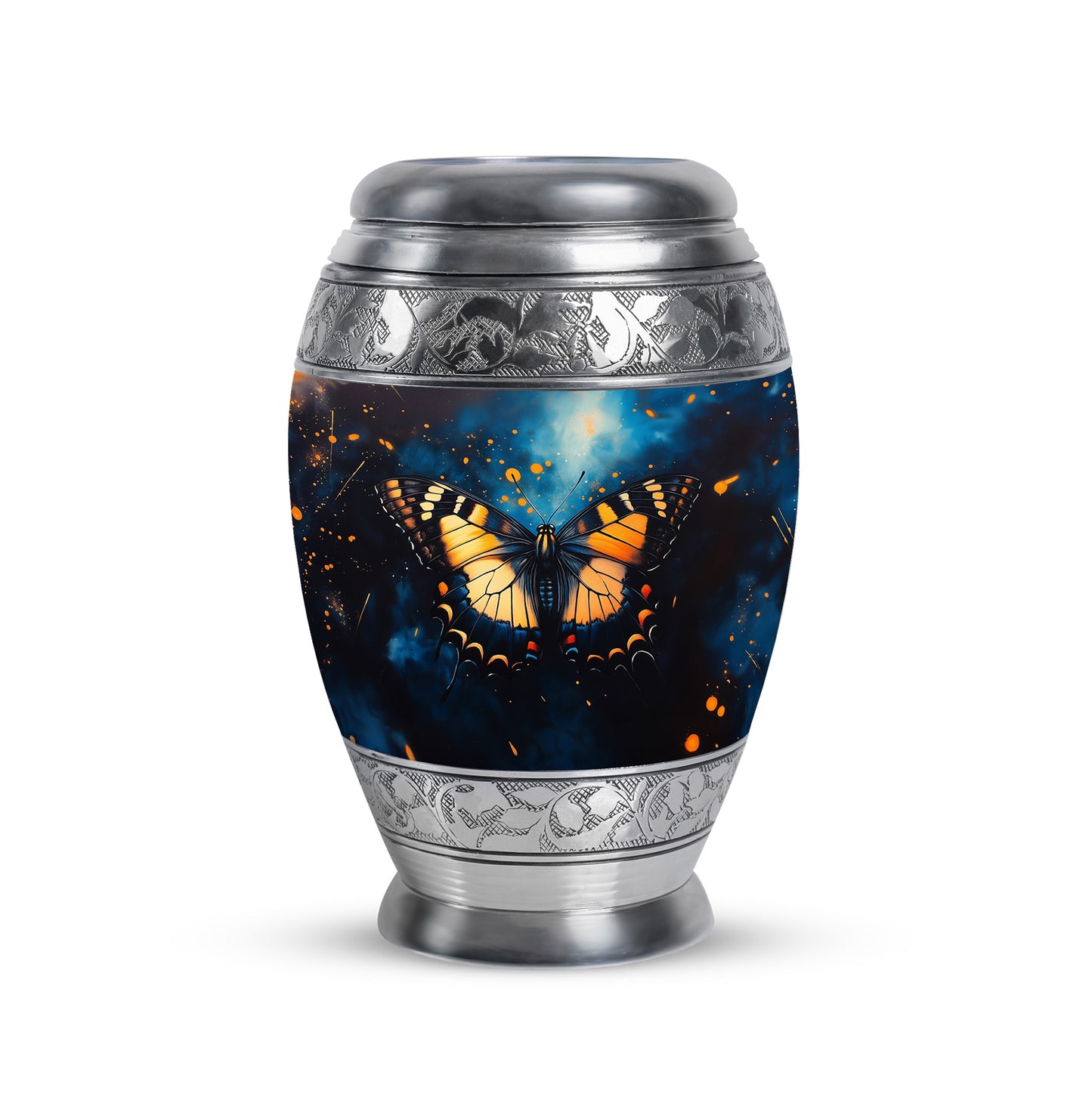 Blue Treasured Butterfly Cremation Urns for Human Ashes - 10-inch, 200 cu in - Yatskia