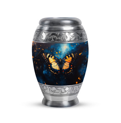 Blue Treasured Butterfly Cremation Urns for Human Ashes - 10-inch, 200 cu in - Yatskia