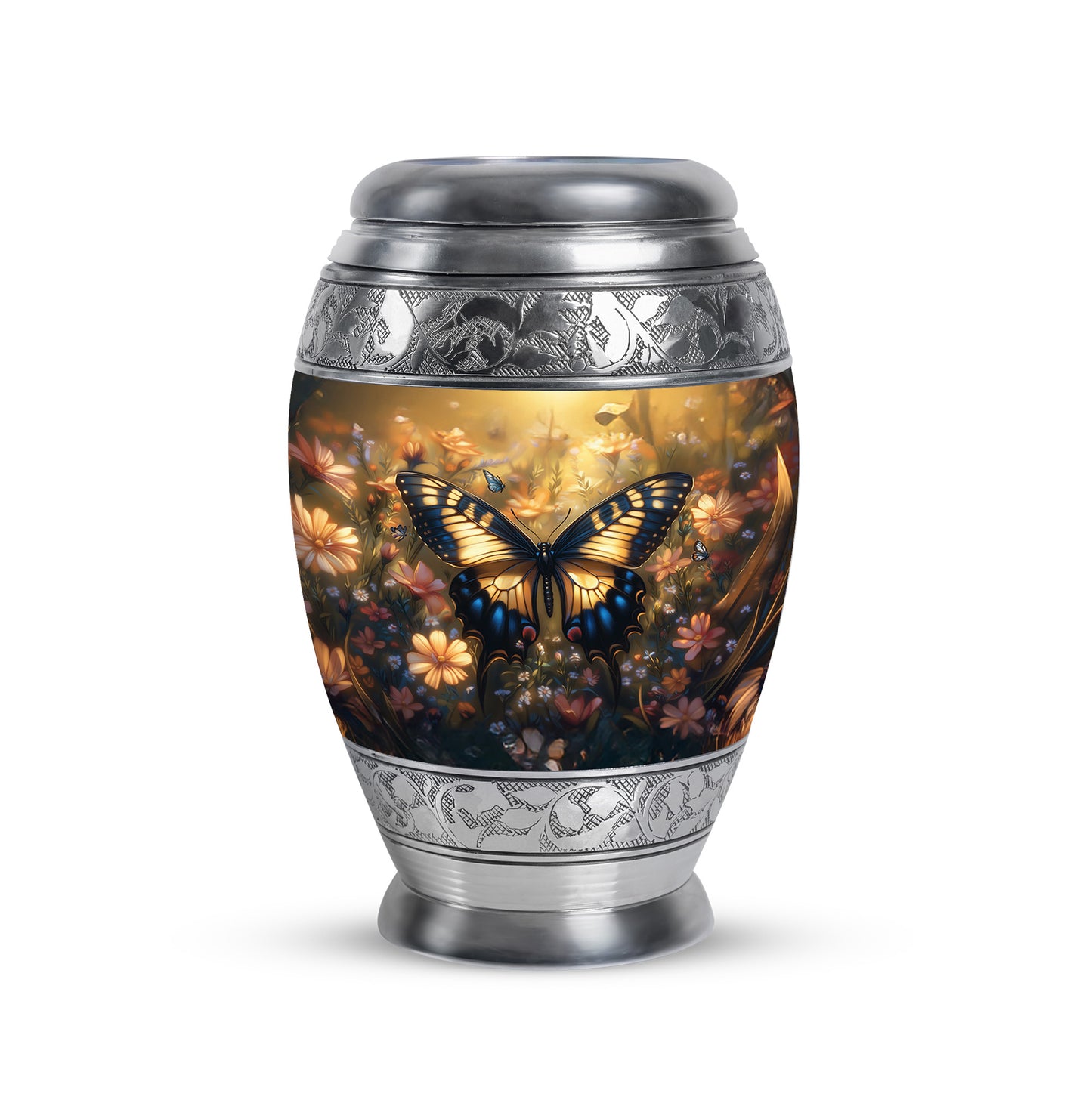 Personalized Magnificent Butterfly Cremation Urns - Gold 10-inch, 200 cu in - Yatskia