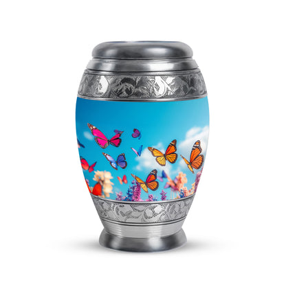 Personalized Butterfly Cremation Urns - Wondrous Blue 10-inch, 200 cu in - Yatskia
