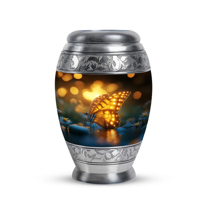 Personalized Black Heavenly Butterfly Cremation Urns for Human Ashes - 10-inch, 200 cu in - Yatskia