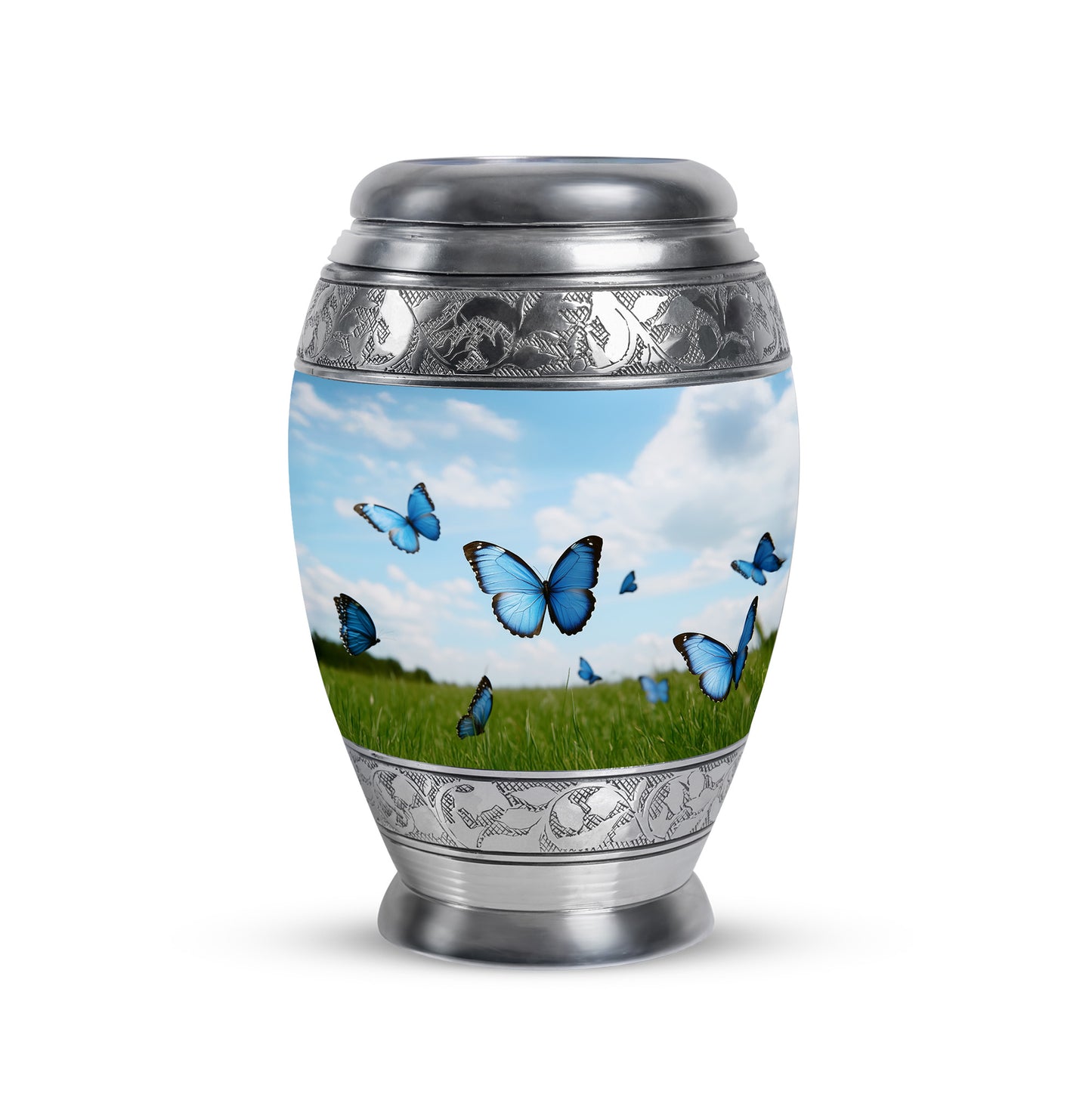 Personalized Blue Butterfly Cremation Urns for Ashes - Enchanting 10-inch - Yatskia