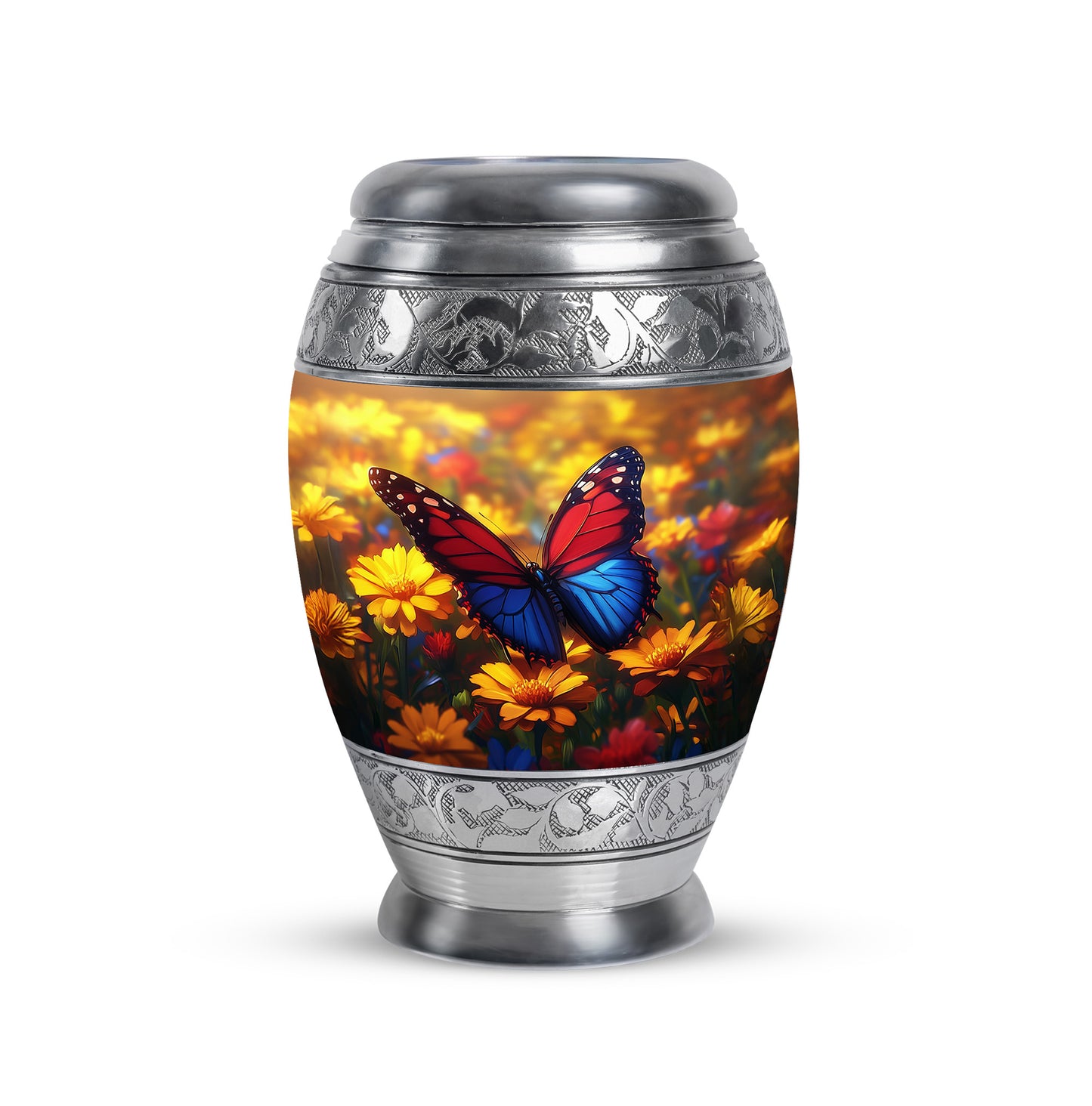 Gold Serene Butterfly Memorial Urn for Ashes - 10-inch, 200 cu in - Yatskia