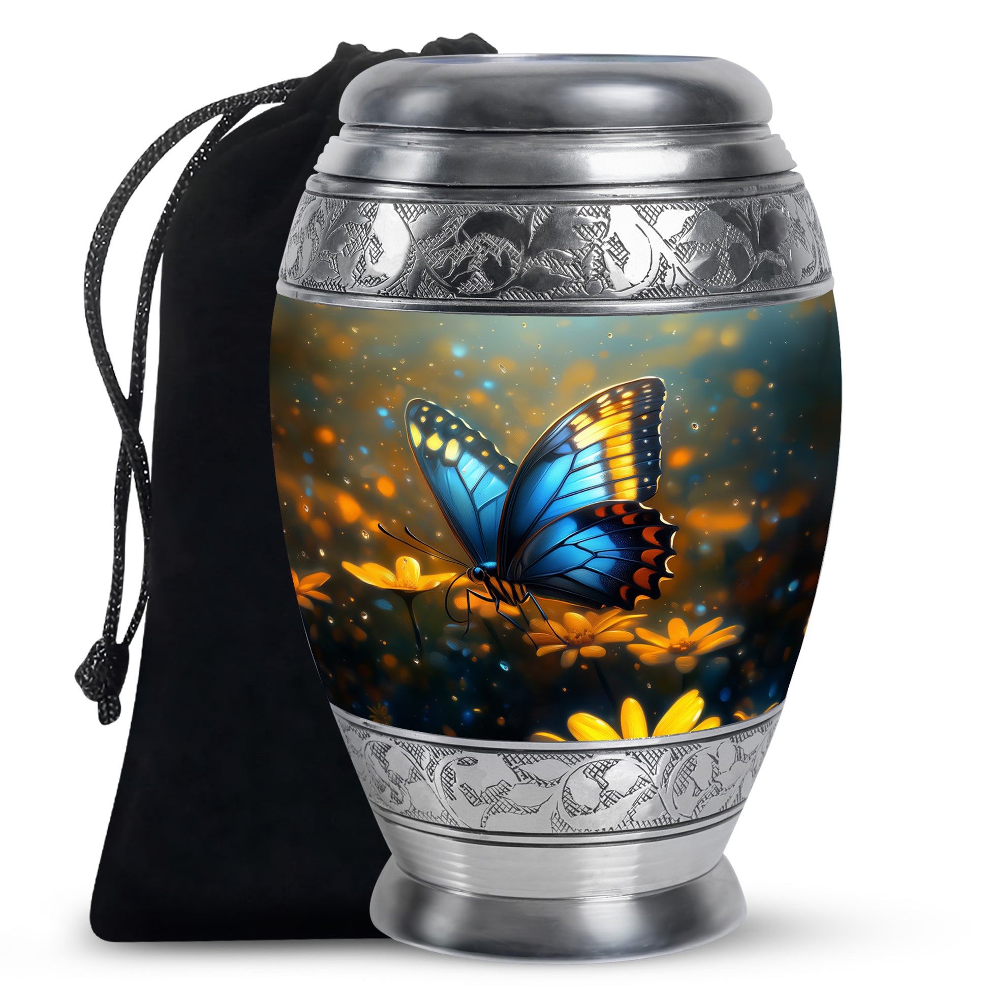 Majestic Blue Butterfly Ashes Urn - Funeral Urn For Cremation