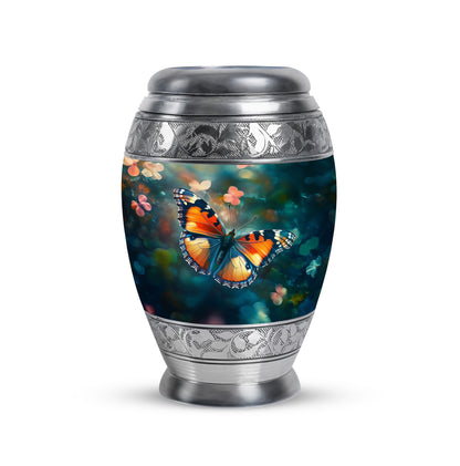 Personalized Refined Butterfly Cremation Urns - Teal 10-inch, 200 cu in - Yatskia