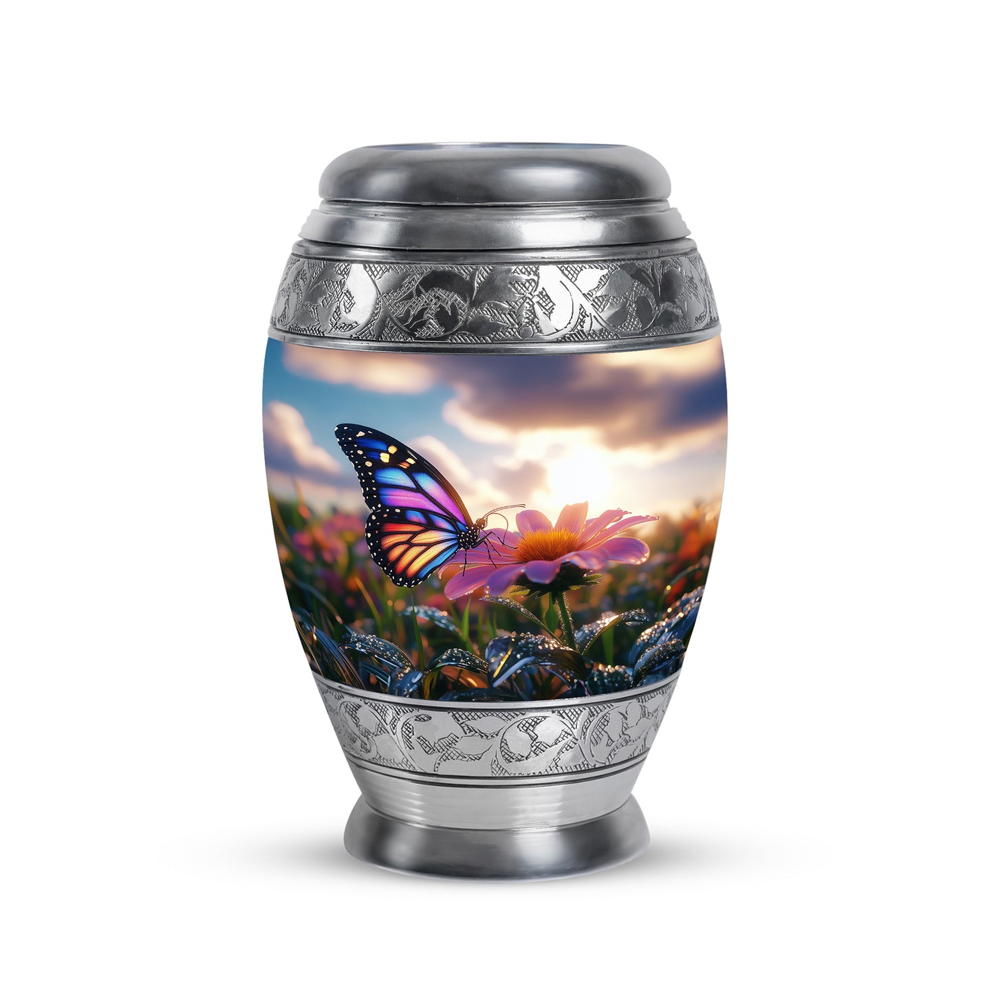 Blue Butterfly Heritage Cremation Urns for Human Ashes - 10-inch, 200 cu in - Yatskia