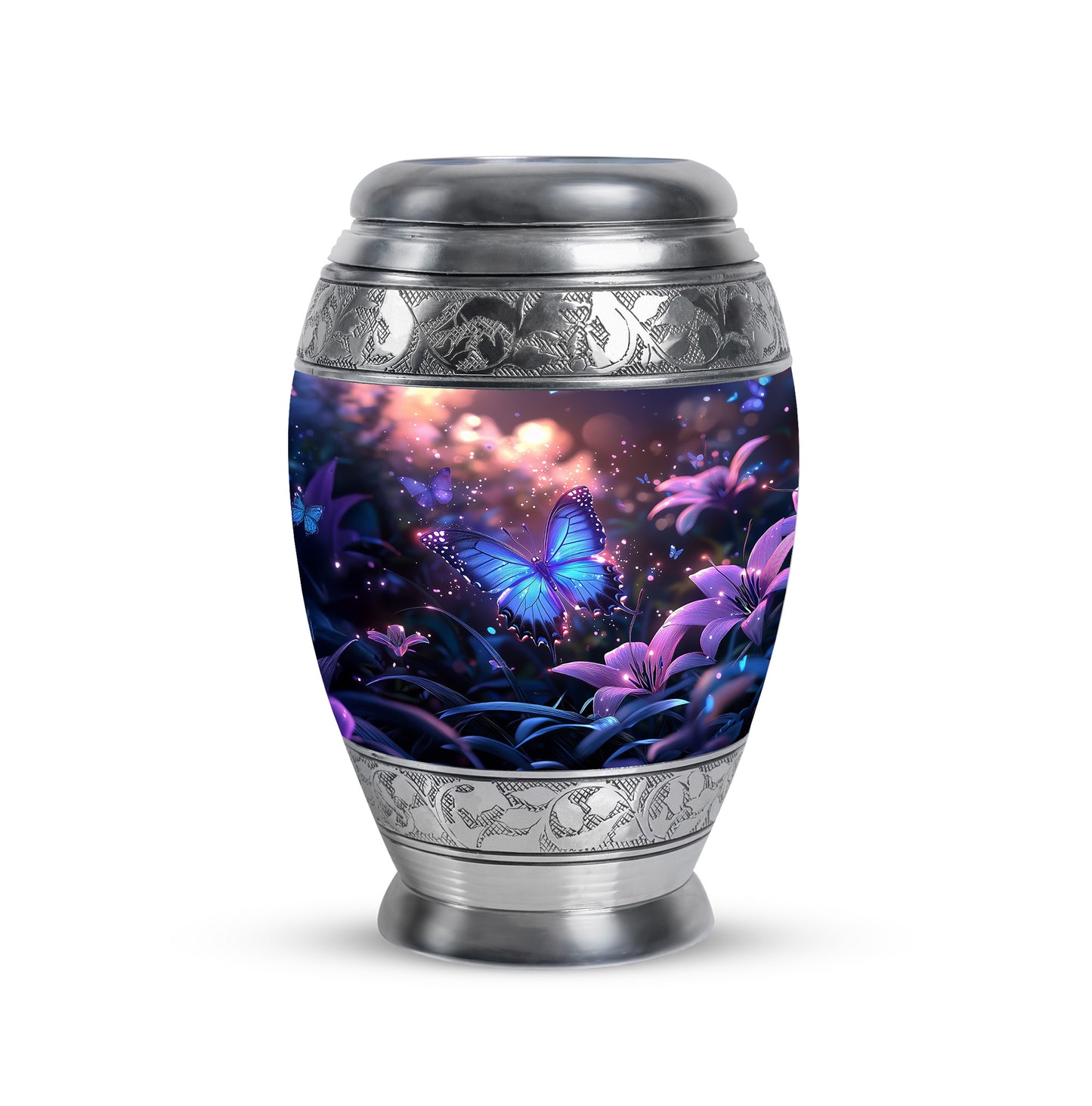 Personalized Pink Steadfast Butterfly Cremation Urns for Human Ashes - 10-inch, 200 cu in - Yatskia