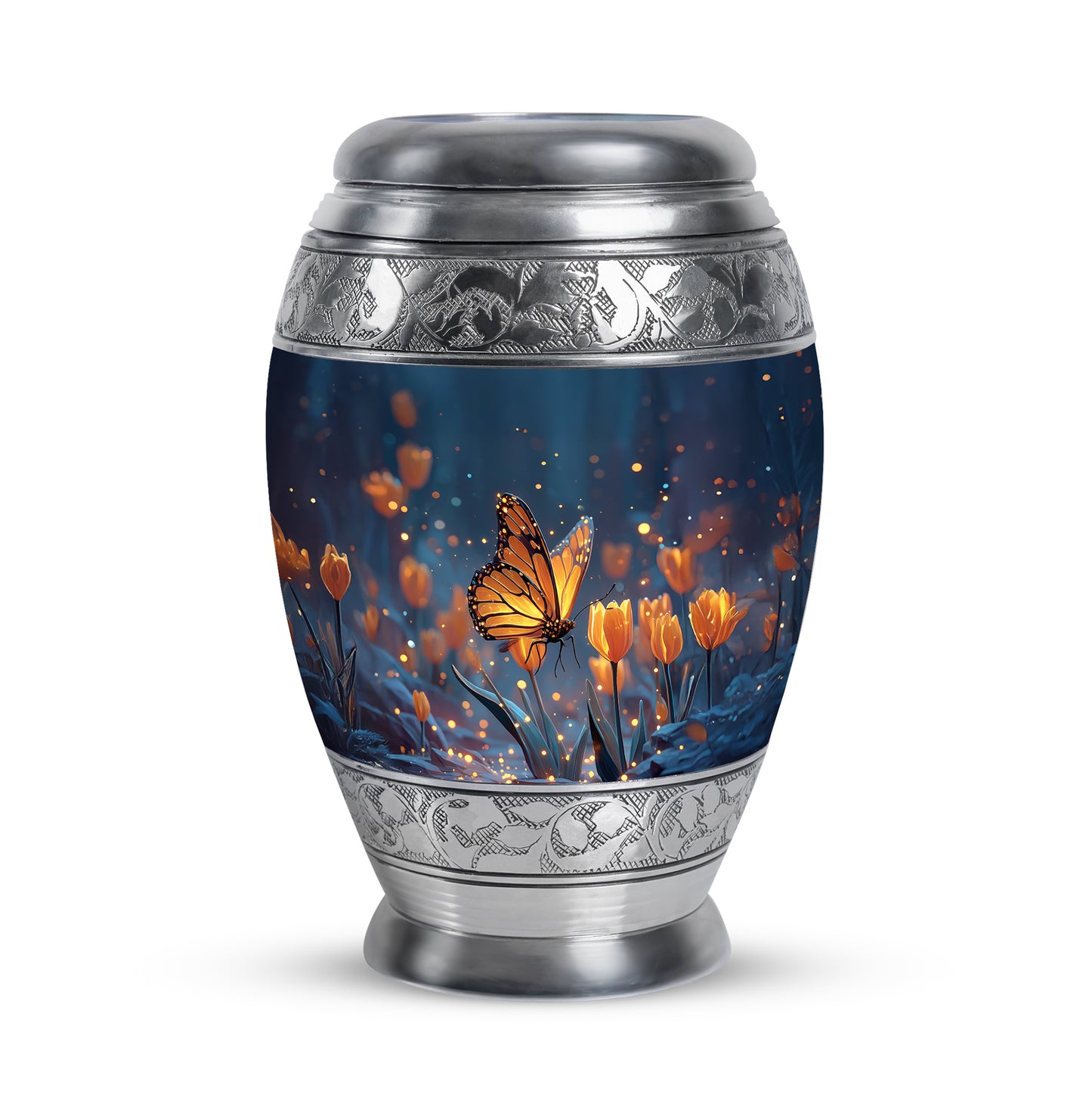 Blue Butterfly Haven Cremation Urns for Human Ashes - 10-inch, 200 cu in - Yatskia
