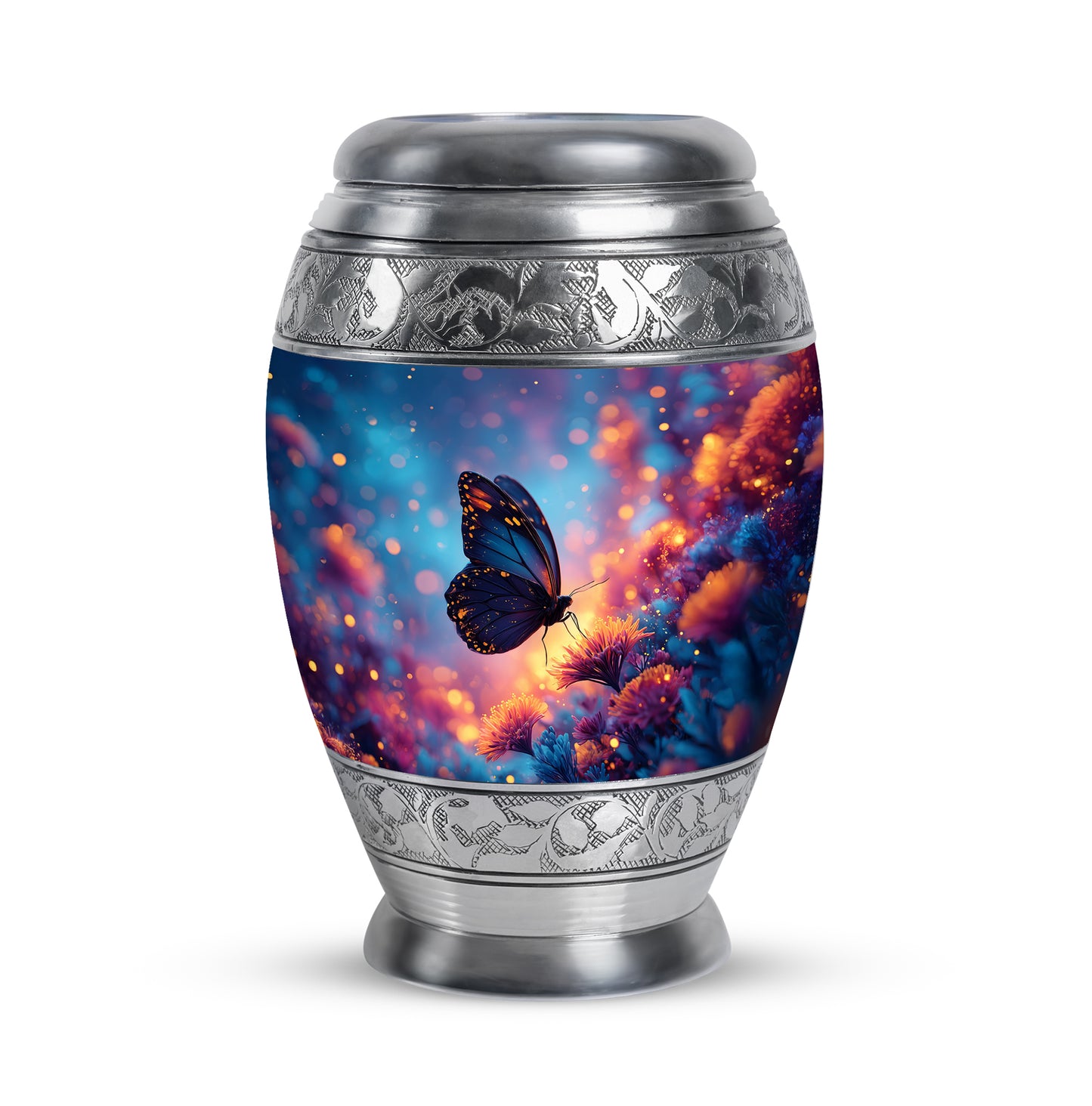 Blue Butterfly Solace Cremation Urns for Human Ashes - 10-inch, 200 cu in - Yatskia