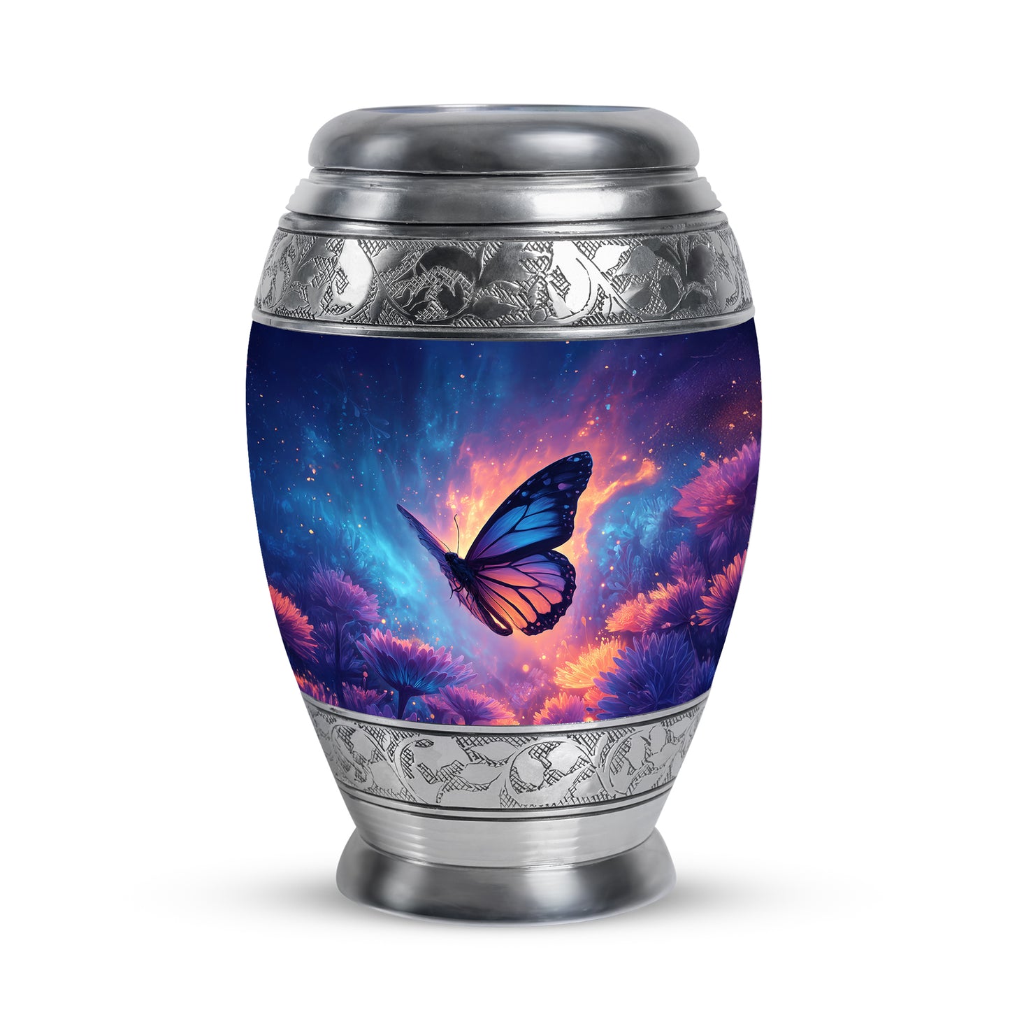 Inspiring Blue Butterfly Embrace Urn for Human Ashes - 10-inch, 200 cu in - Yatskia